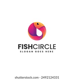 Vector Logo Illustration Fish Circle Gradient Colorful Style
