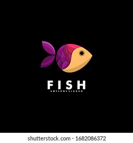 Logo Vector Ilustración Estilo Pescado Colorido.