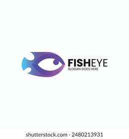 Vector Logo Ilustración Ojo de Pez Gradiente Colorido Estilo