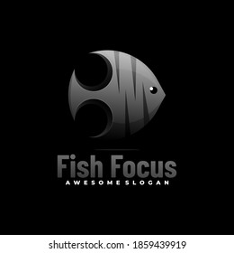 Vector Logo Illustration Fish Focus Gradient Colorful Style.