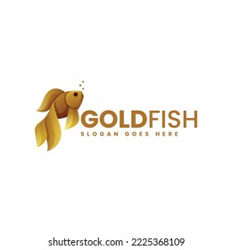 Logo del vector Ilustración Estilo de color gradiente de oro de peces