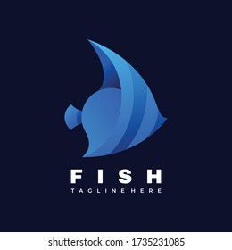 Vector Logo Illustration Fish Gradient Colorful Style.