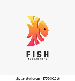 Vector Logo Illustration of a Fish in Gradient Colorful Style.