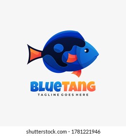 Vector Logo Illustration Fish Gradient Colorful Style.