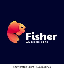 Vector Logo Illustration Fish Gradient Colorful Style.