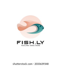 Vector Logo Illustration Fish Gradient Colorful Style.