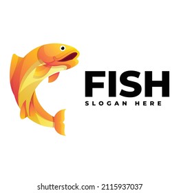 Vector Logo Illustration Fish Gradient Colorful Style.