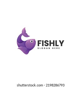 Vector Logo Illustration Fish Gradient Colorful Style.