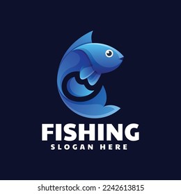 Vector Logo Illustration Fish Gradient Colorful Style.