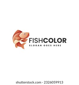 Vector Logo Illustration Fish Gradient Colorful Style