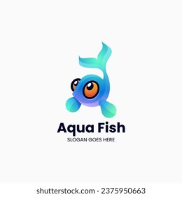Vector Logo Illustration Fish Gradient Colorful Style