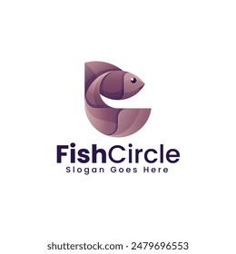 Vector Logo Illustration Fish Gradient Colorful Style