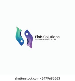 Vector Logo Illustration Fish Gradient Colorful Style
