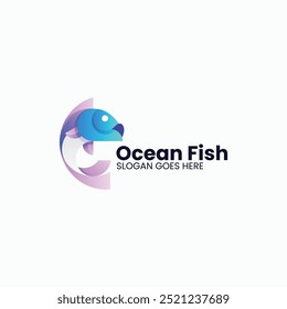 Vector Logo Illustration Fish Gradient Colorful Style