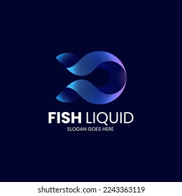 Vector Logo Illustration Fish Liquid Gradient Colorful Style.