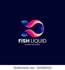 Vector Logo Illustration Fish Liquid Gradient Colorful Style.