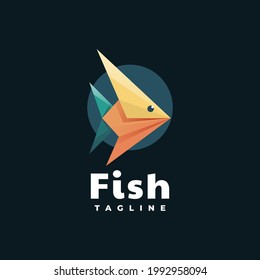 Vector Logo Illustration Fish Low Poly Style