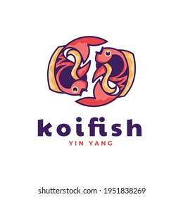 Vector Logo Illustration Fish Simple Mascot Style.