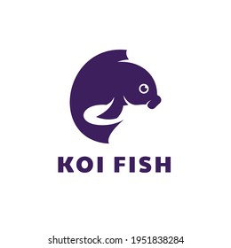 Vector Logo Illustration Fish Simple Mascot Style.