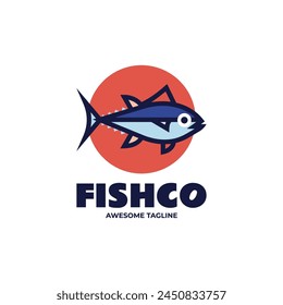 Vector Logo Illustration Fish Simple Mascot Style.