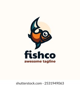 Vector Logo Illustration Fishco Simple Mascot Style