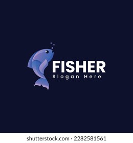 Vector Logo Illustration Fisher Gradient Colorful Style