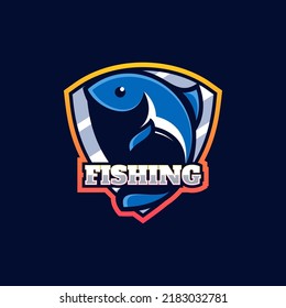 Vector Logo Illustration Fishing E Sport An Sport Style.