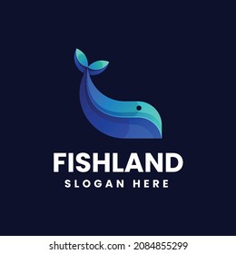 Vector Logo Illustration Fishland Gradient Colorful Style.