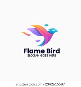 Vector Logo Illustration Flame Bird Gradient Colorful Style