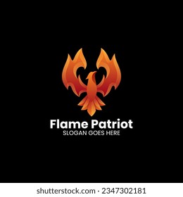 vector logo illustration flame eagle gradient colorful style