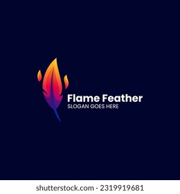 Vector Logo Illustration Flame Feather Gradient Colorful Style