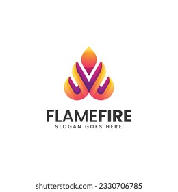 Logo del vector Ilustración Flame Gradiente de fuego de color
