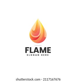 Vector Logo Illustration Flame Gradient Colorful Style.