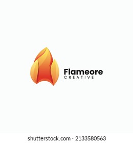 Vector Logo Illustration Flame Gradient Colorful Style.