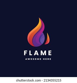 Vector Logo Illustration Flame Gradient Colorful Style.