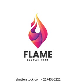 Vector Logo Illustration Flame Gradient Colorful Style.