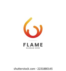 Vector Logo Illustration Flame Gradient Line Art Style.