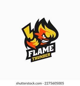 Vektorlogo Illustration Flame Thunder Mascot Cartoon Style