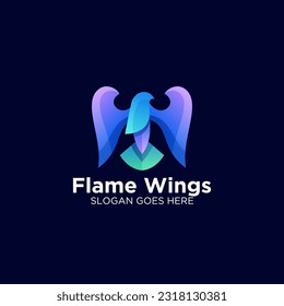 Vector Logo Illustration Flame Wings Gradient Colorful Style