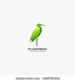 Vector Logo Illustration Flamingo Colorful Style.