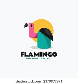 Vector Logo Illustration Flamingo Flat Modern Style.