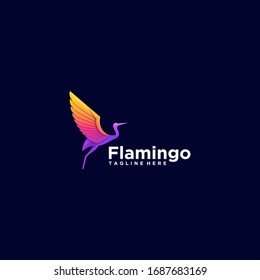 Vector Logo Illustration Flamingo Gradient Colorful Style.
