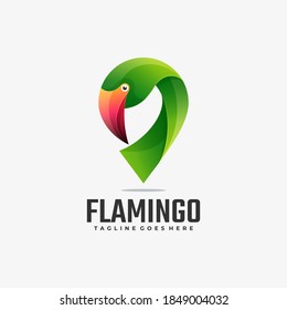 Logo Vector Ilustración Estilo de color gradiente flamenco.
