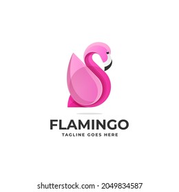 Vector Logo Illustration Flamingo Gradient Colorful Style.