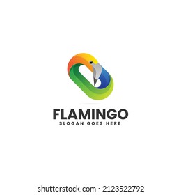 Vector Logo Illustration Flamingo Gradient Colorful Style.