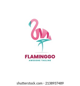 Logo Vector Ilustración Estilo de color gradiente flamenco.