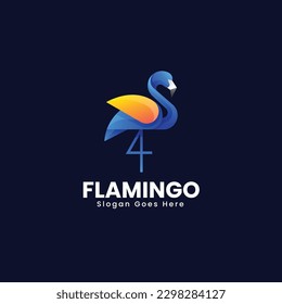 Vector Logo Illustration Flamingo Gradient Colorful Style