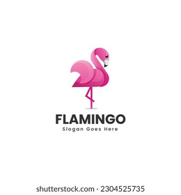 Vector Logo Illustration Flamingo Gradient Colorful Style