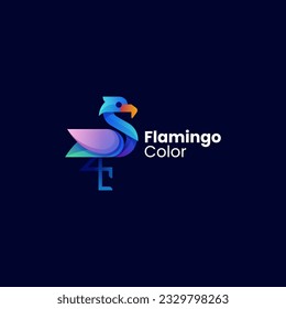 Vector Logo Illustration Flamingo Gradient Colorful Style