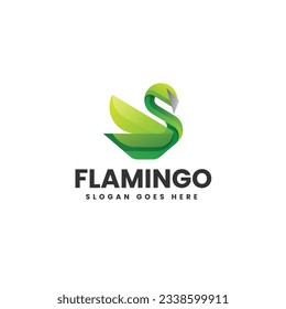 Vector Logo Illustration Flamingo Gradient Colorful Style